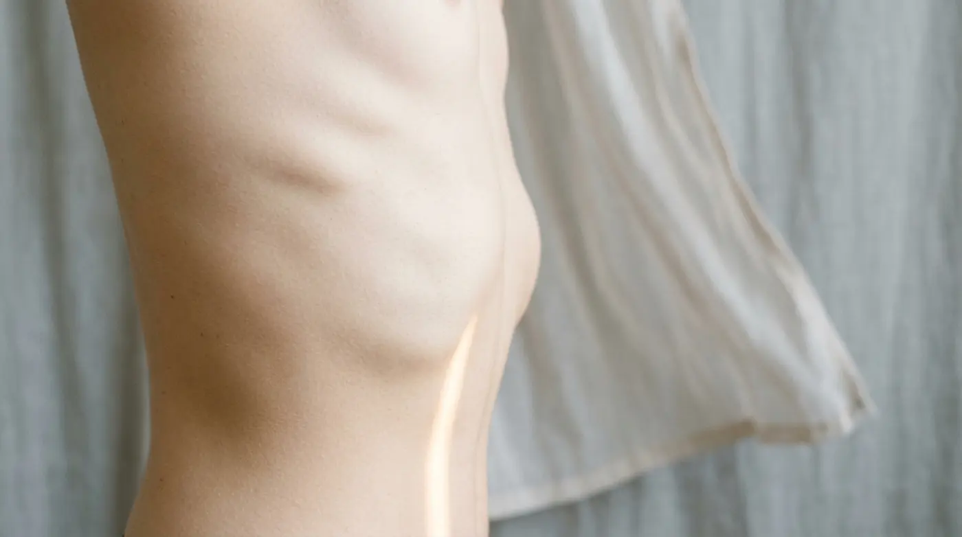 Ribcage and side body in soft natural light